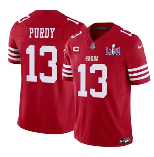Men & Women & Youth San Francisco 49ers #13 Brock Purdy Red 2024 F.U.S.E. Super Bowl LVIII Patch And 1-star C Patch Vapor Untouchable Limited Jersey
